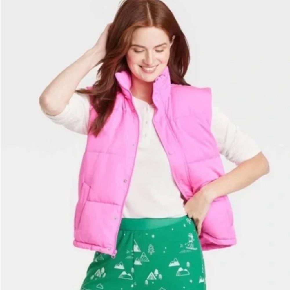Pink Target Puffer Vest